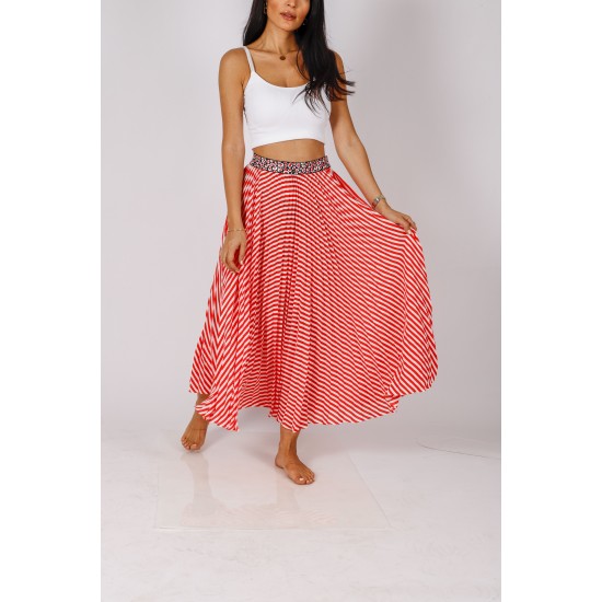 ÇİZGİLİ PİLİSE ETEK BOHO LOVES ELİF MISIRLI